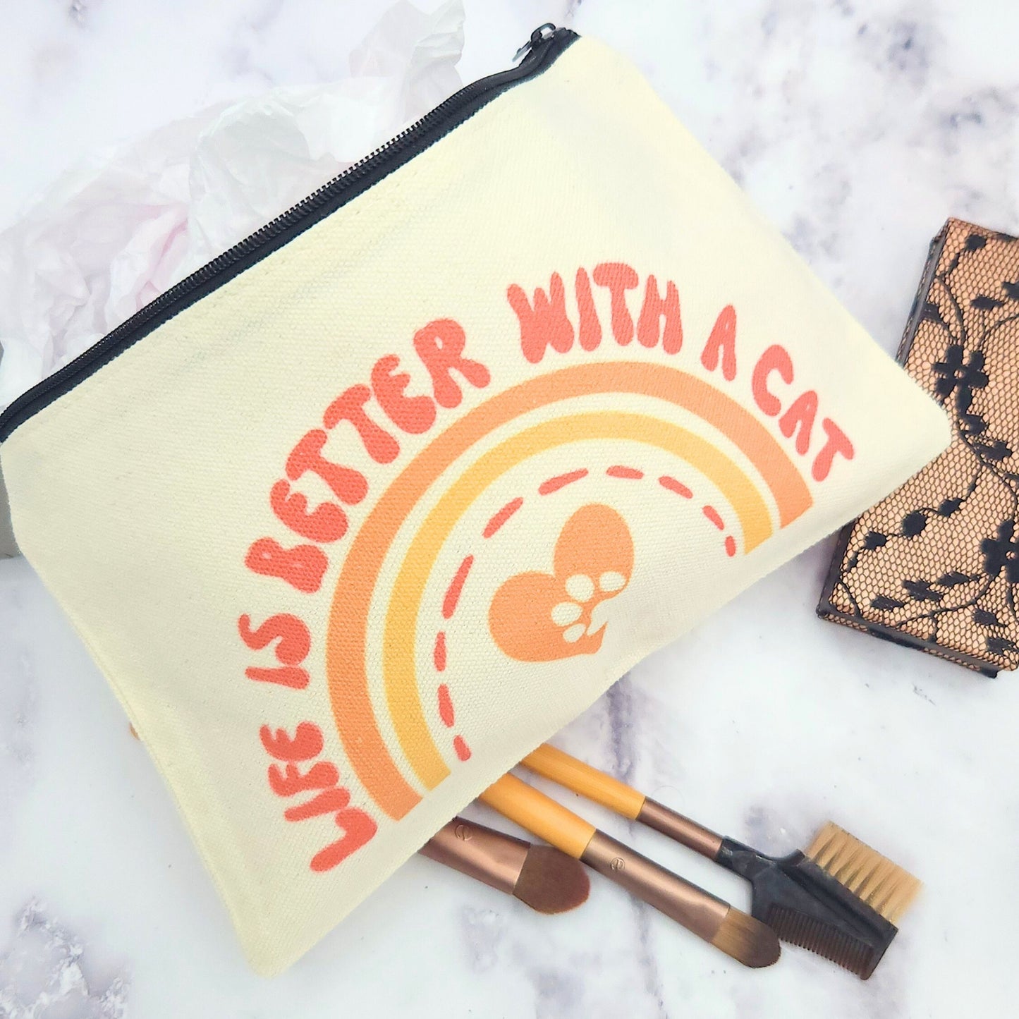 Life is Better with a Cat - Makeup & Cosmetic Bag