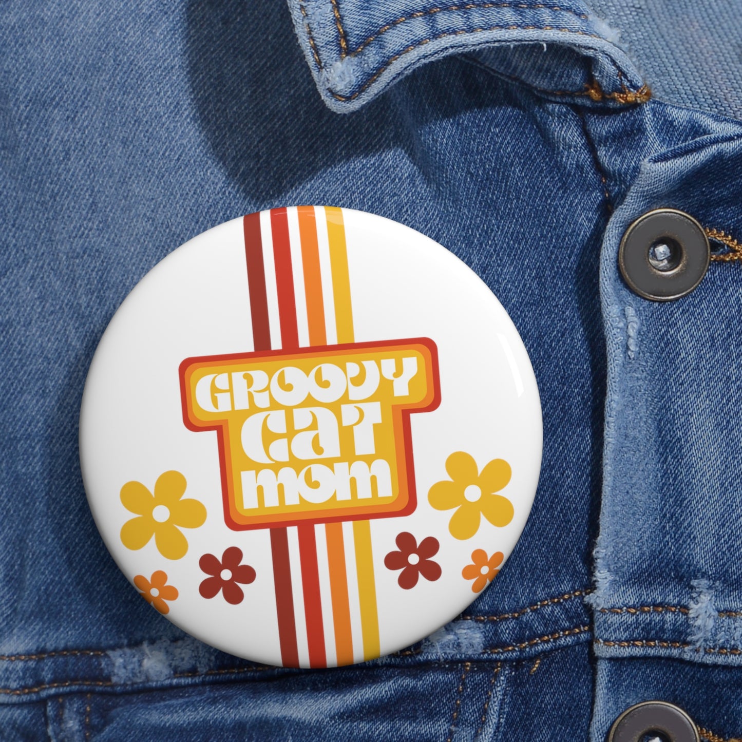 Groovy Cat Mom Button