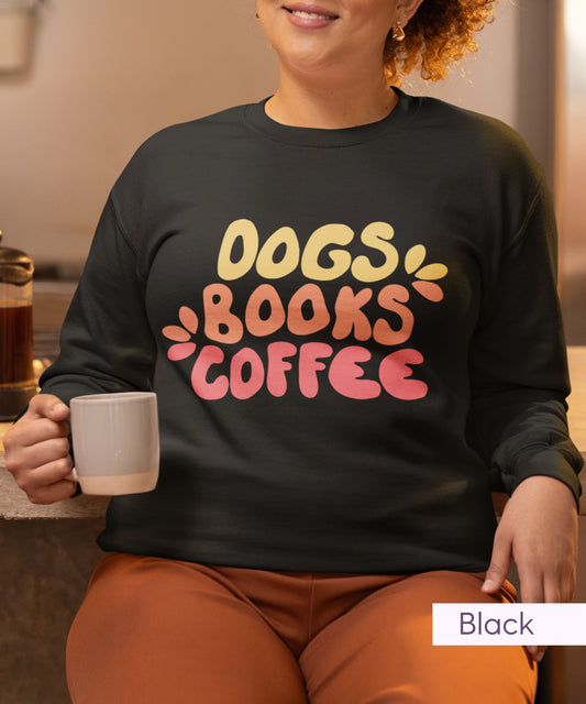 Retro Style Dogs Books Coffee Sweatshirt