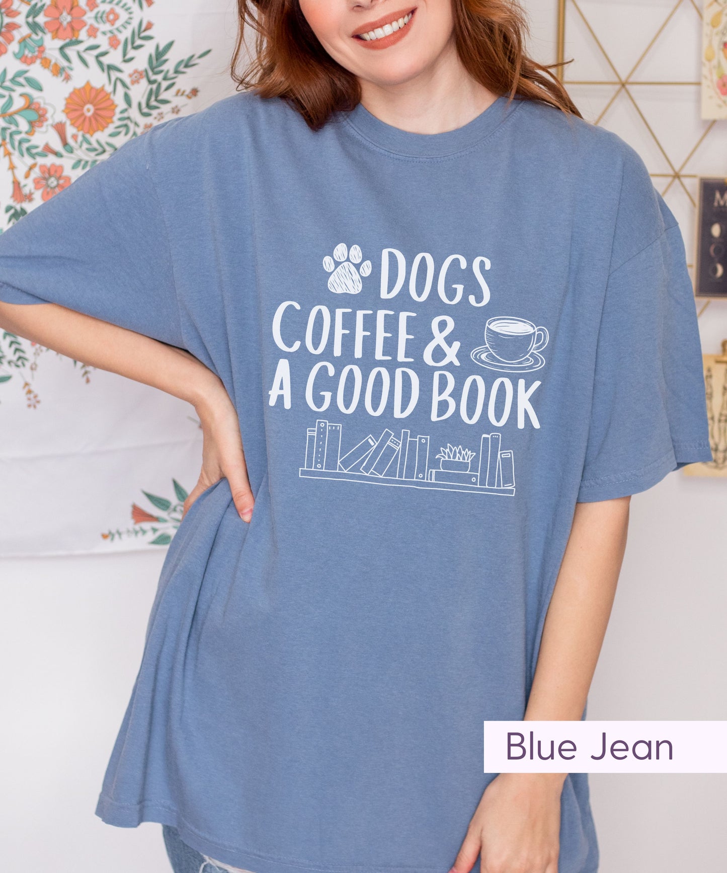 Dogs Coffee and A Good Book Dog Lovers TShirt for Dog Moms