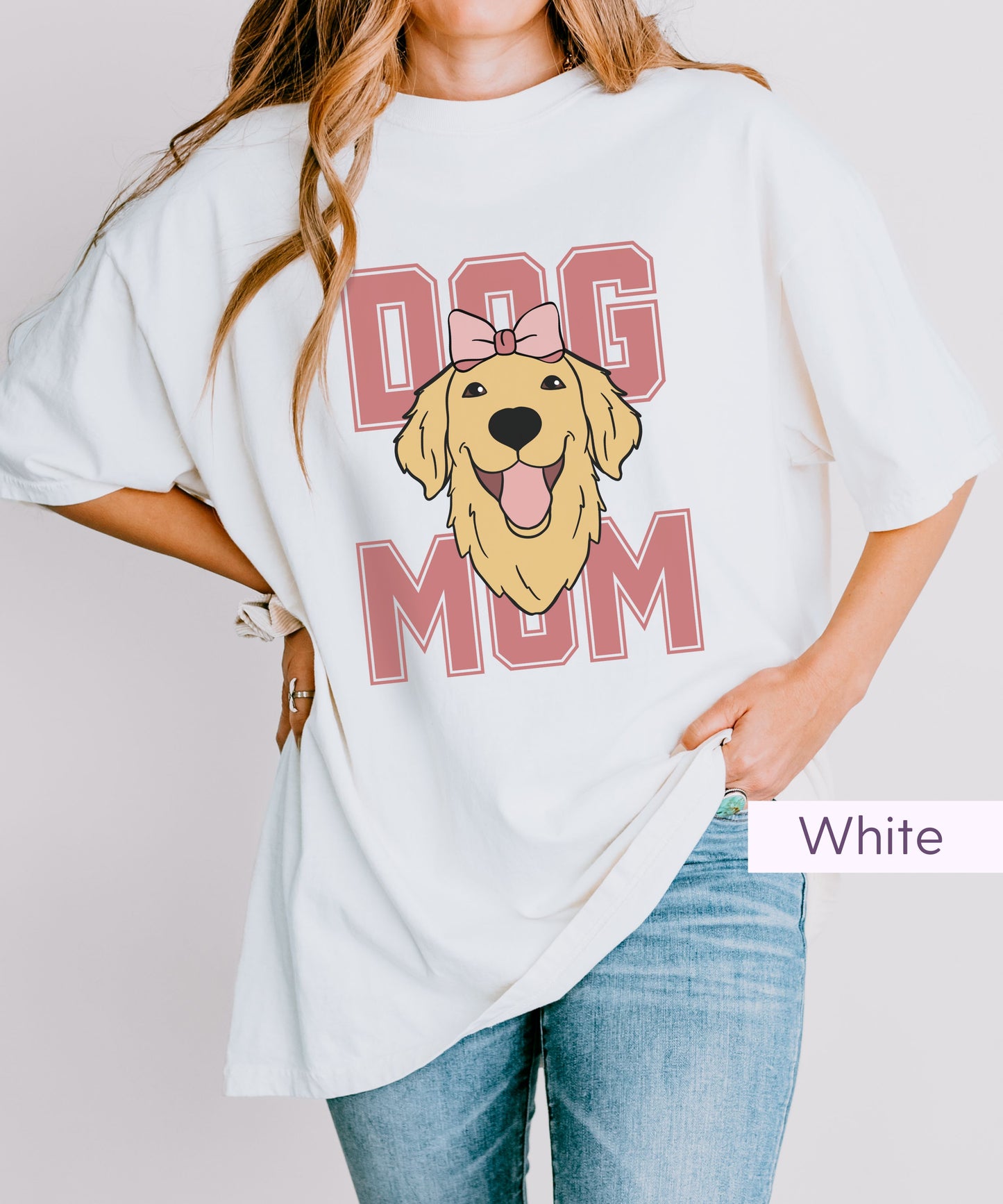 Pink Coquette Golden Retriever Dog Mom Tshirt