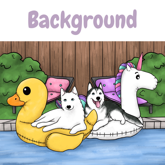 Detailed Pool Floaty Pet Portrait (Digital & Stickers)