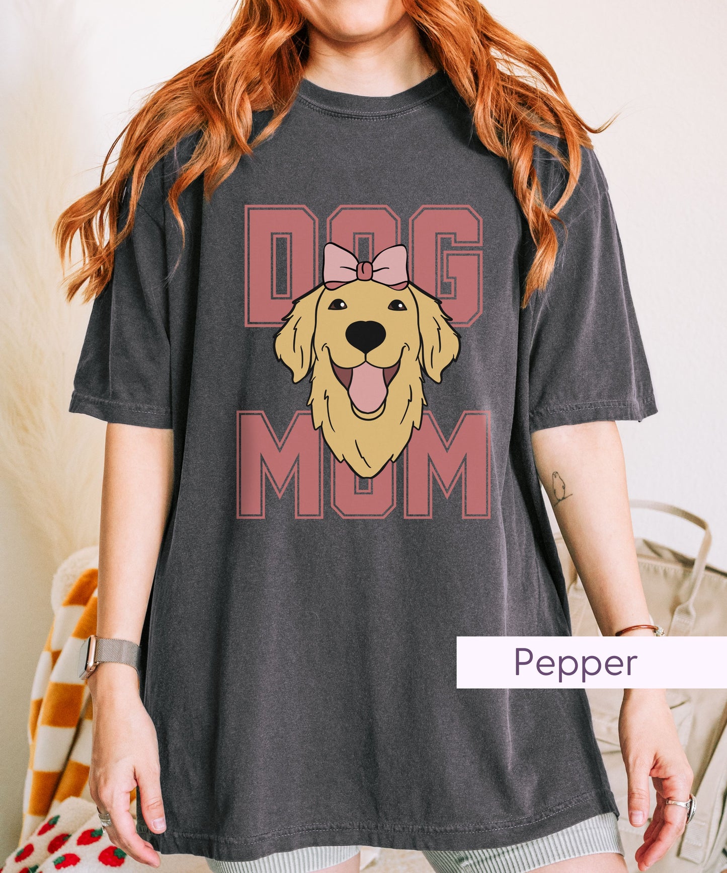 Pink Coquette Golden Retriever Dog Mom Tshirt