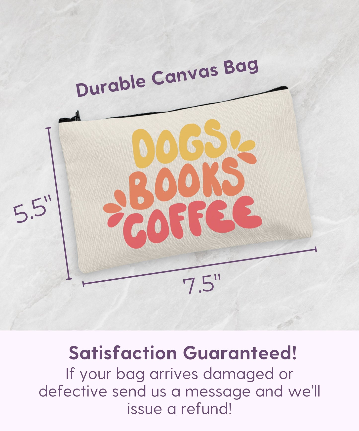 Dogs Books Coffee - Makeup or Dog Treat Bag