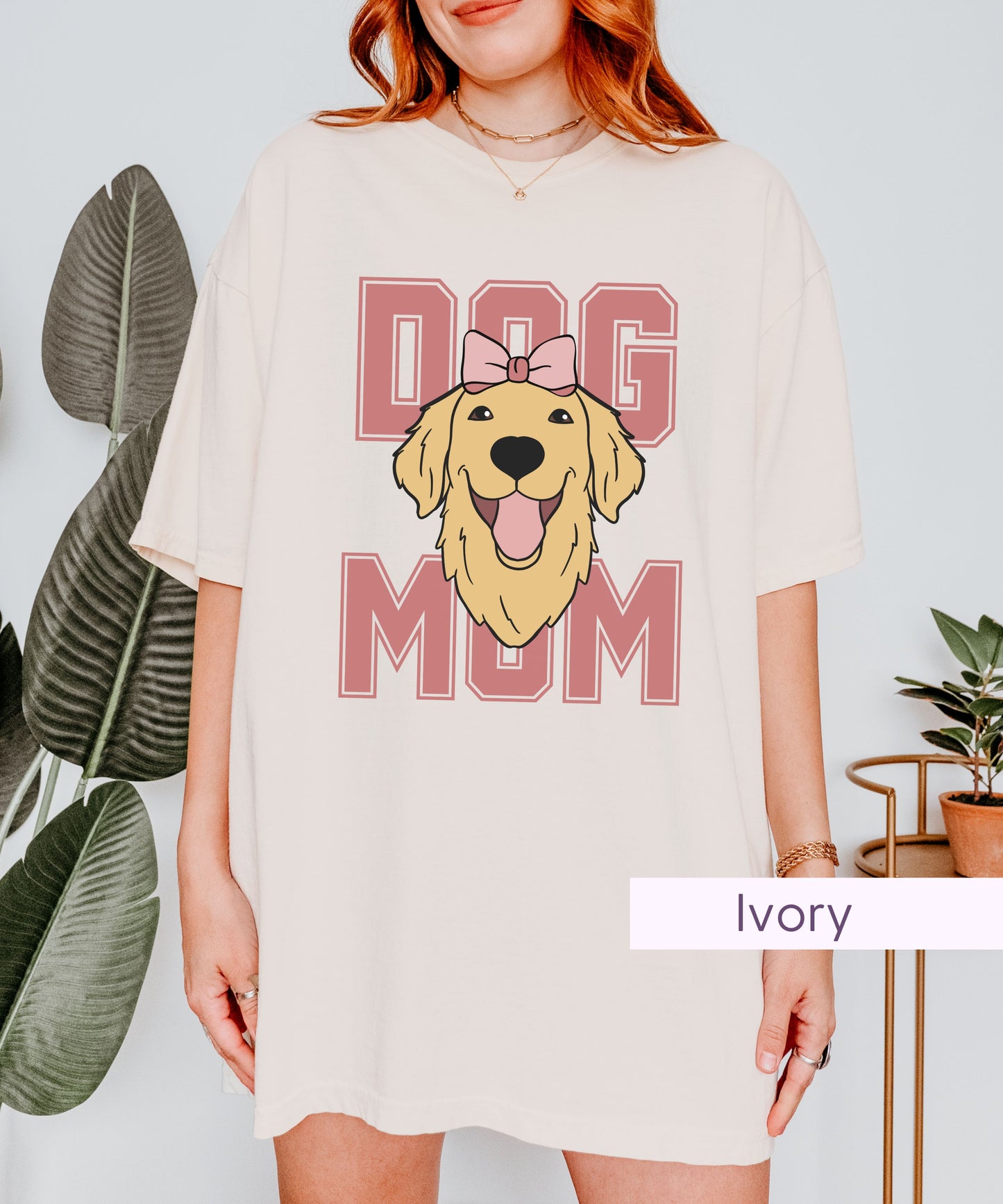 Pink Coquette Golden Retriever Dog Mom Tshirt