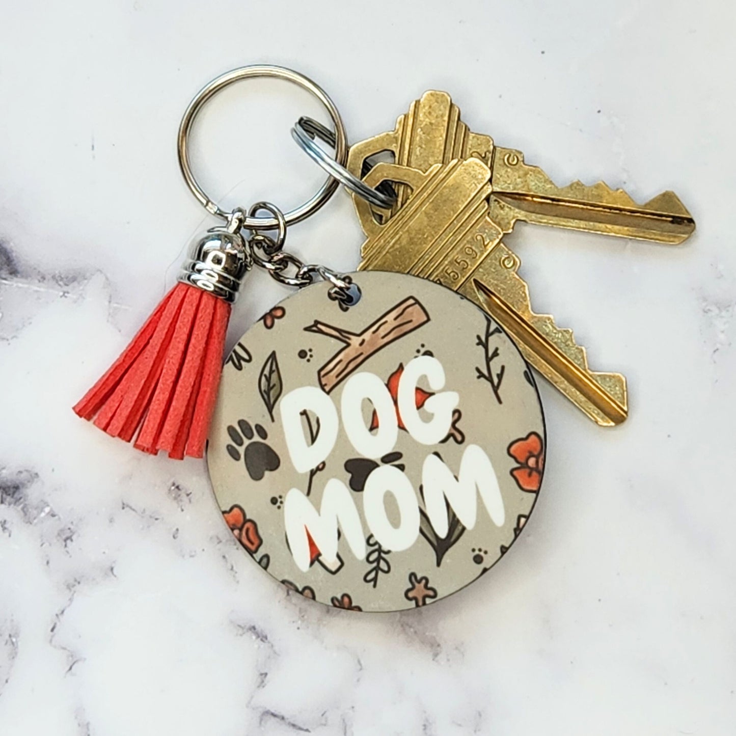 Dog Mom Forest and Mushroom Keychain