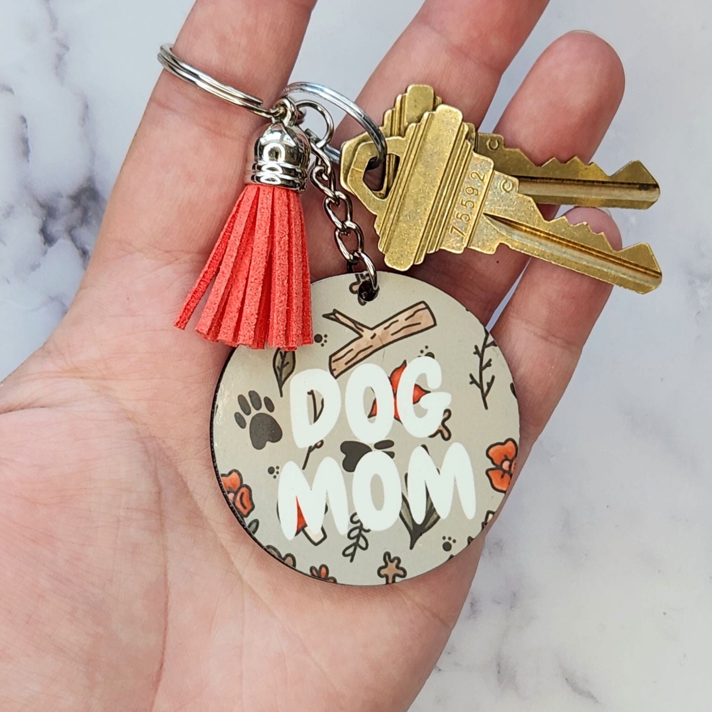 Dog Mom Forest and Mushroom Keychain