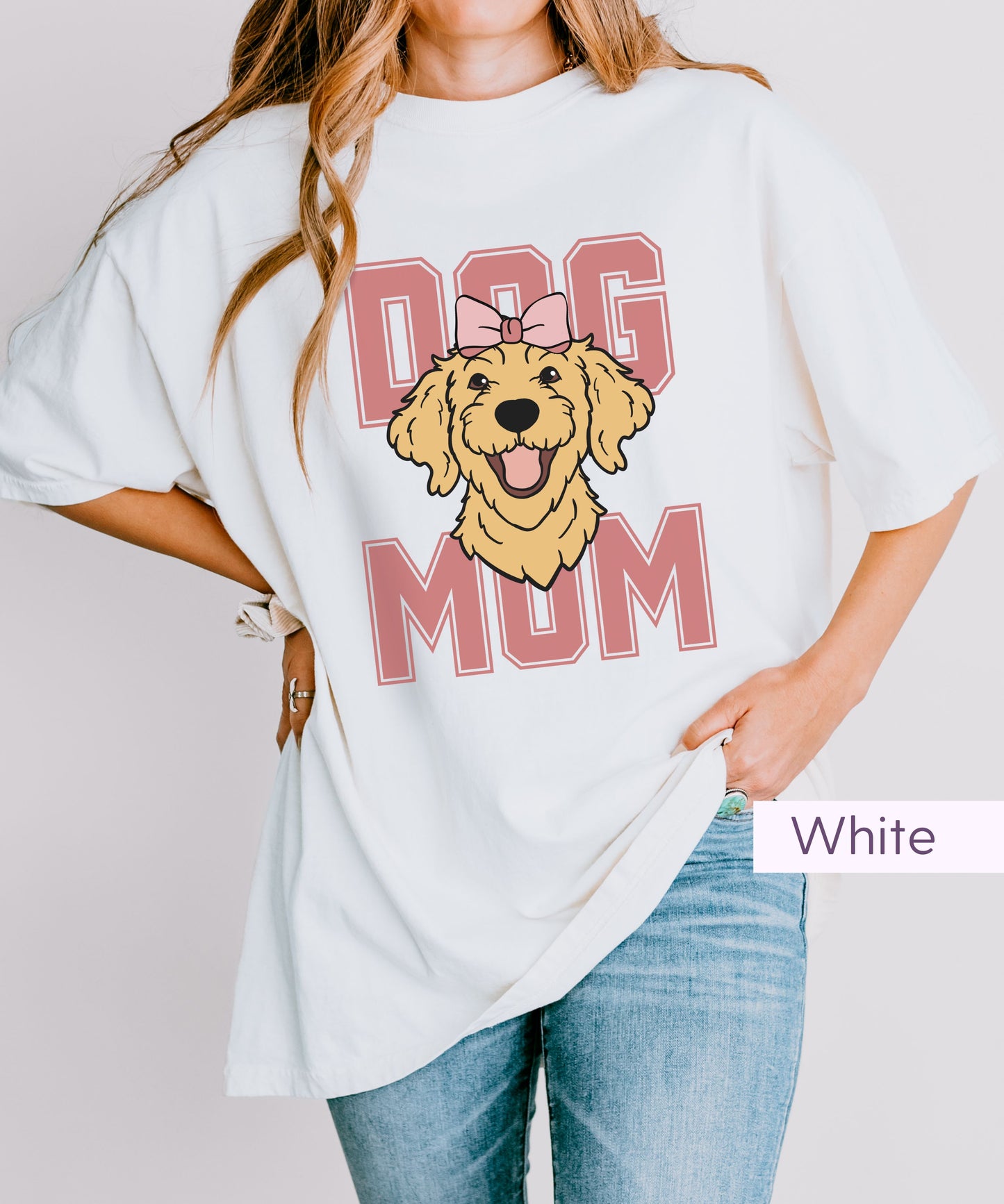Pink Coquette Golden Doodle Dog Mom Tshirt