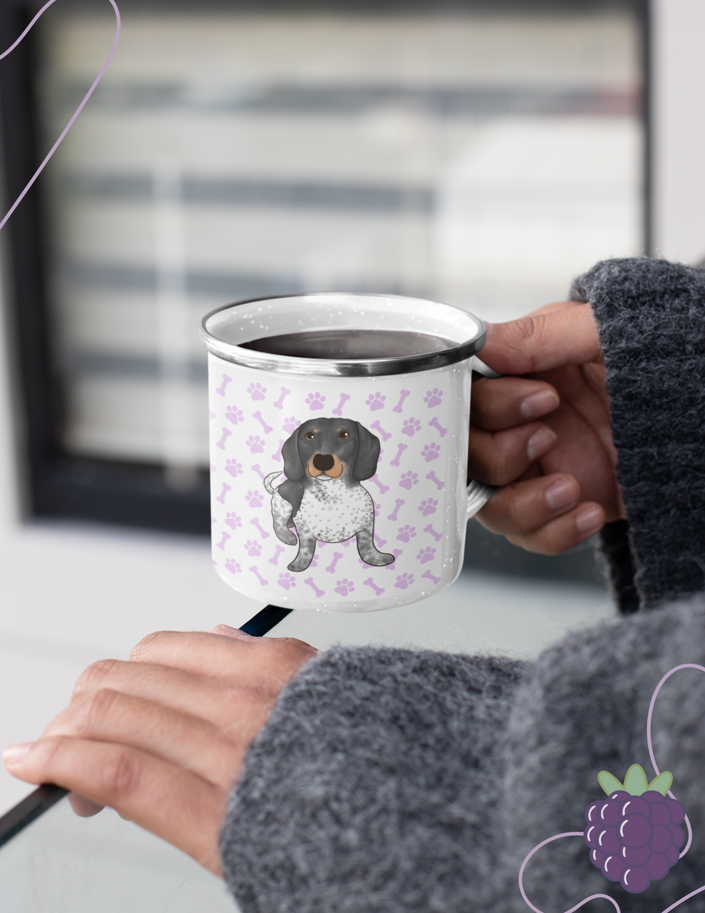 Pet Portrait 12 oz Enamel Mug