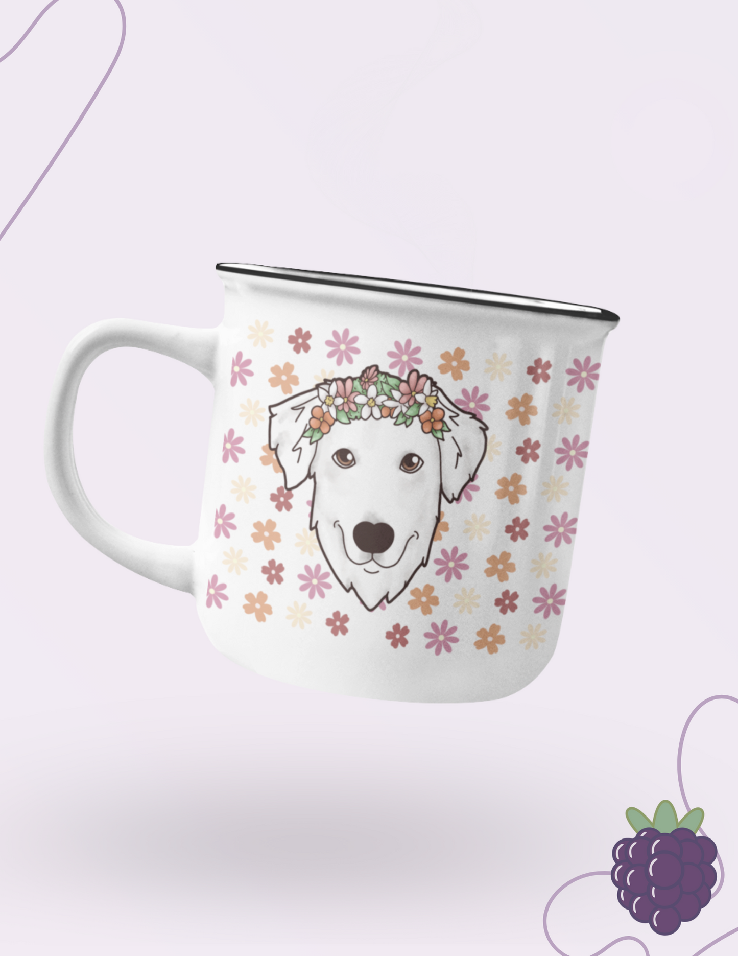 Pet Portrait 12 oz Enamel Mug