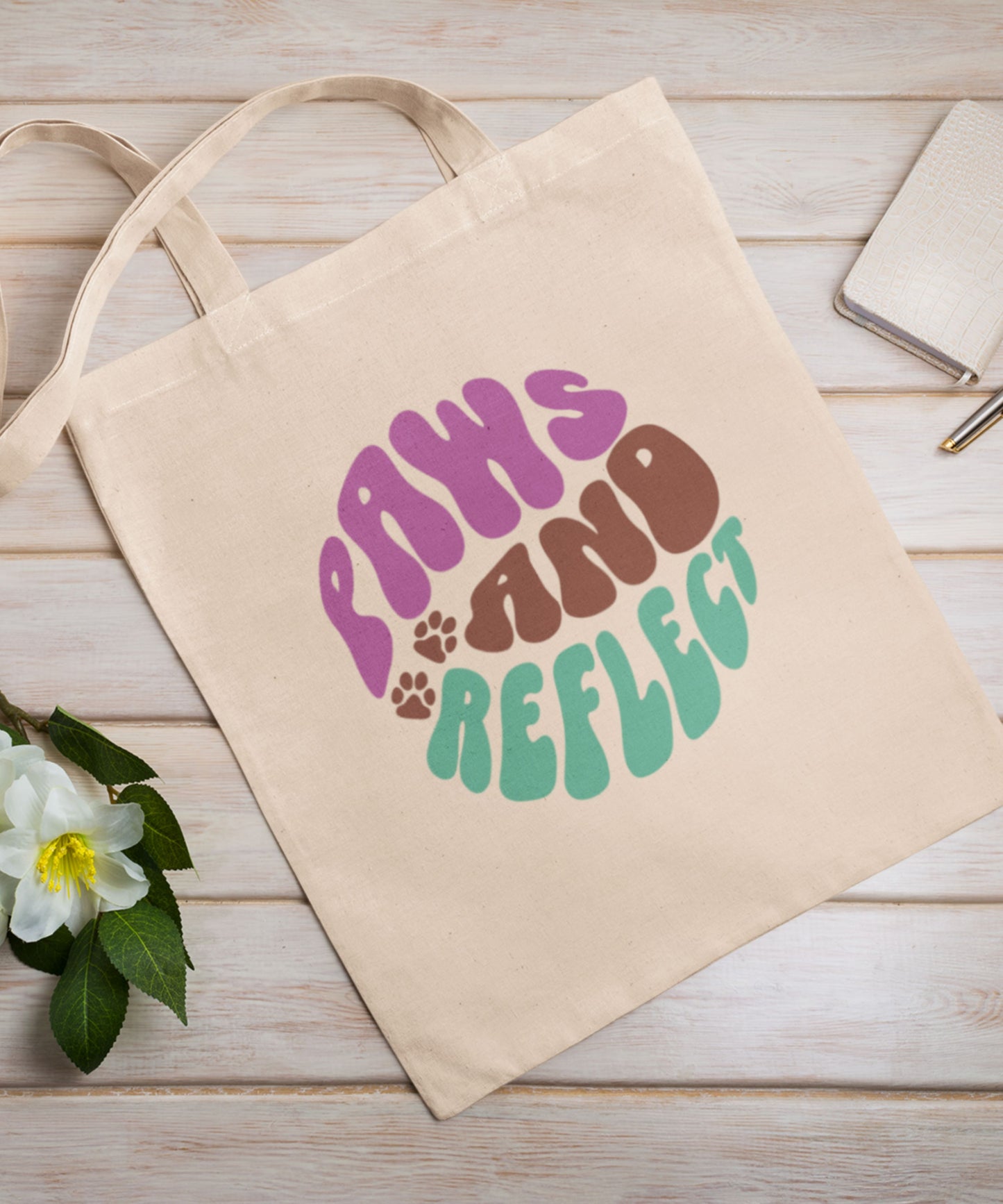 Self Care Paws and Reflect Dog Lovers Canvas Reusable Grocery Bag