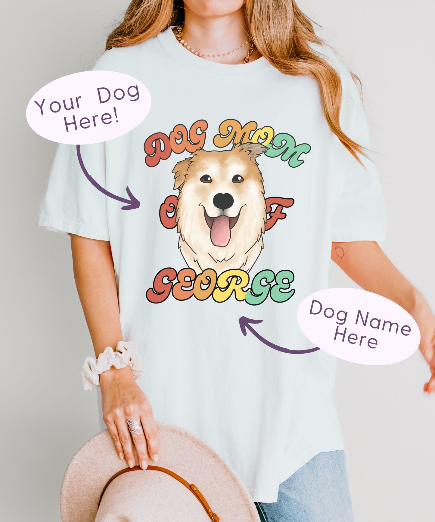 Retro Custom Dog Mom Portrait TShirt