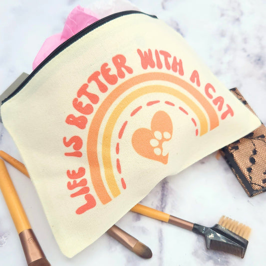 Life is Better with a Cat - Makeup & Cosmetic Bag