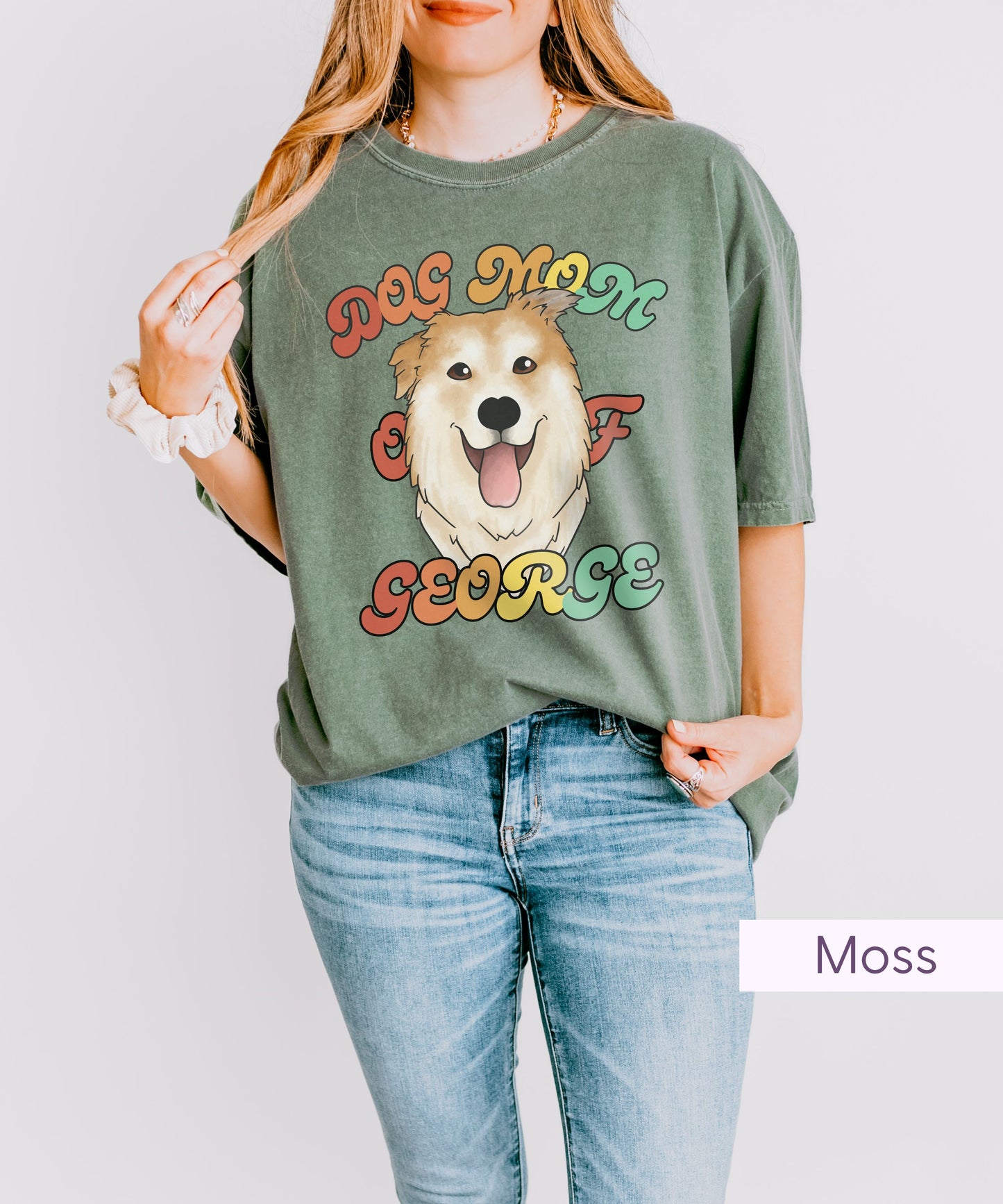 Retro Custom Dog Mom Portrait TShirt