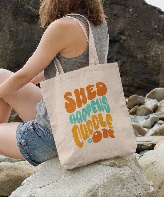 Funny Shed Happens Cuddle On Dog Lovers Canvas Reusable Grocery Bag