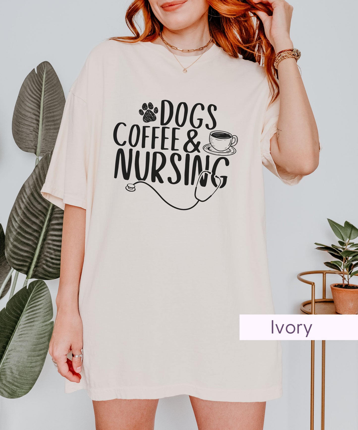 Dog & Coffee Loving Nurse Shirt