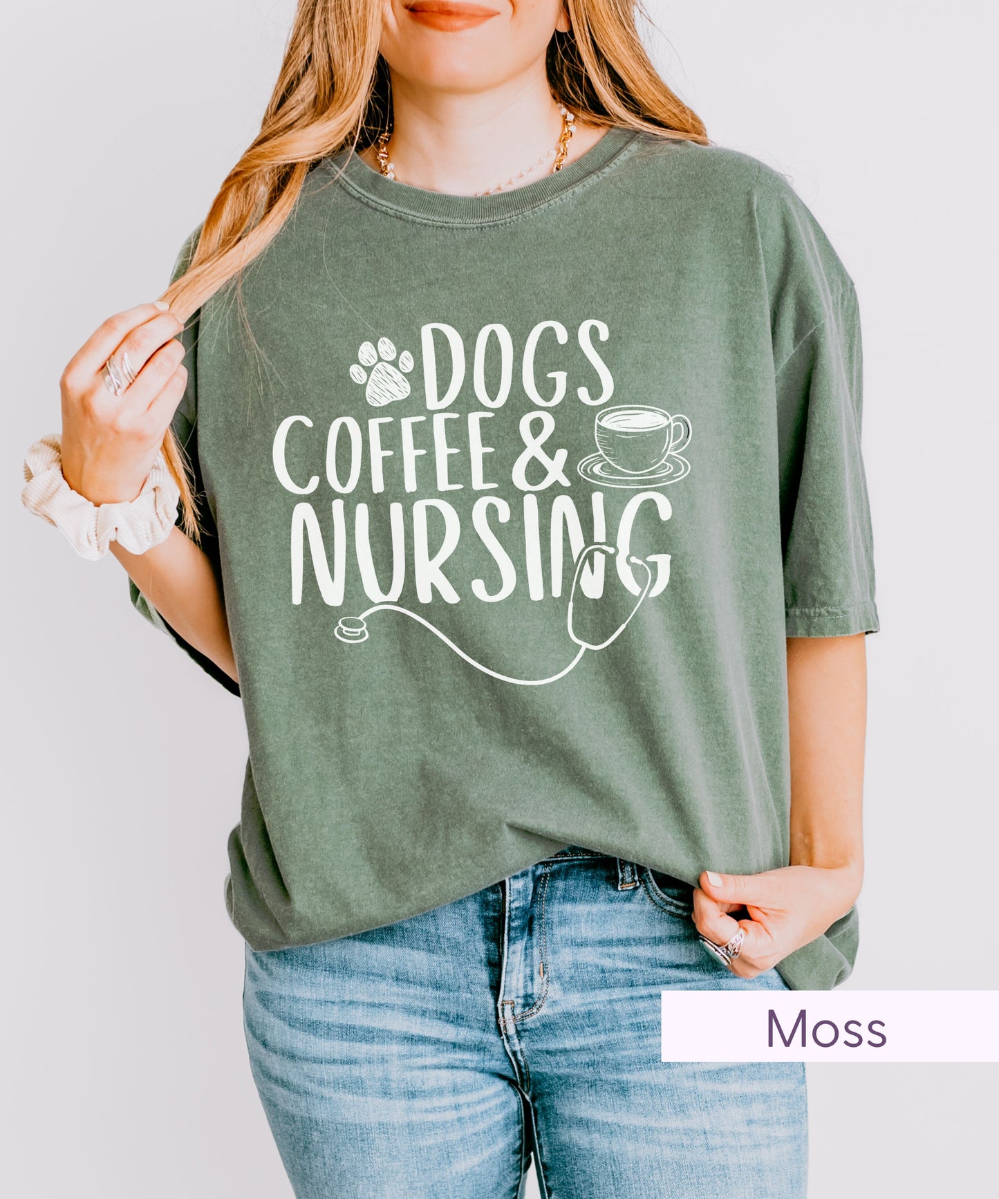 Dog & Coffee Loving Nurse Shirt