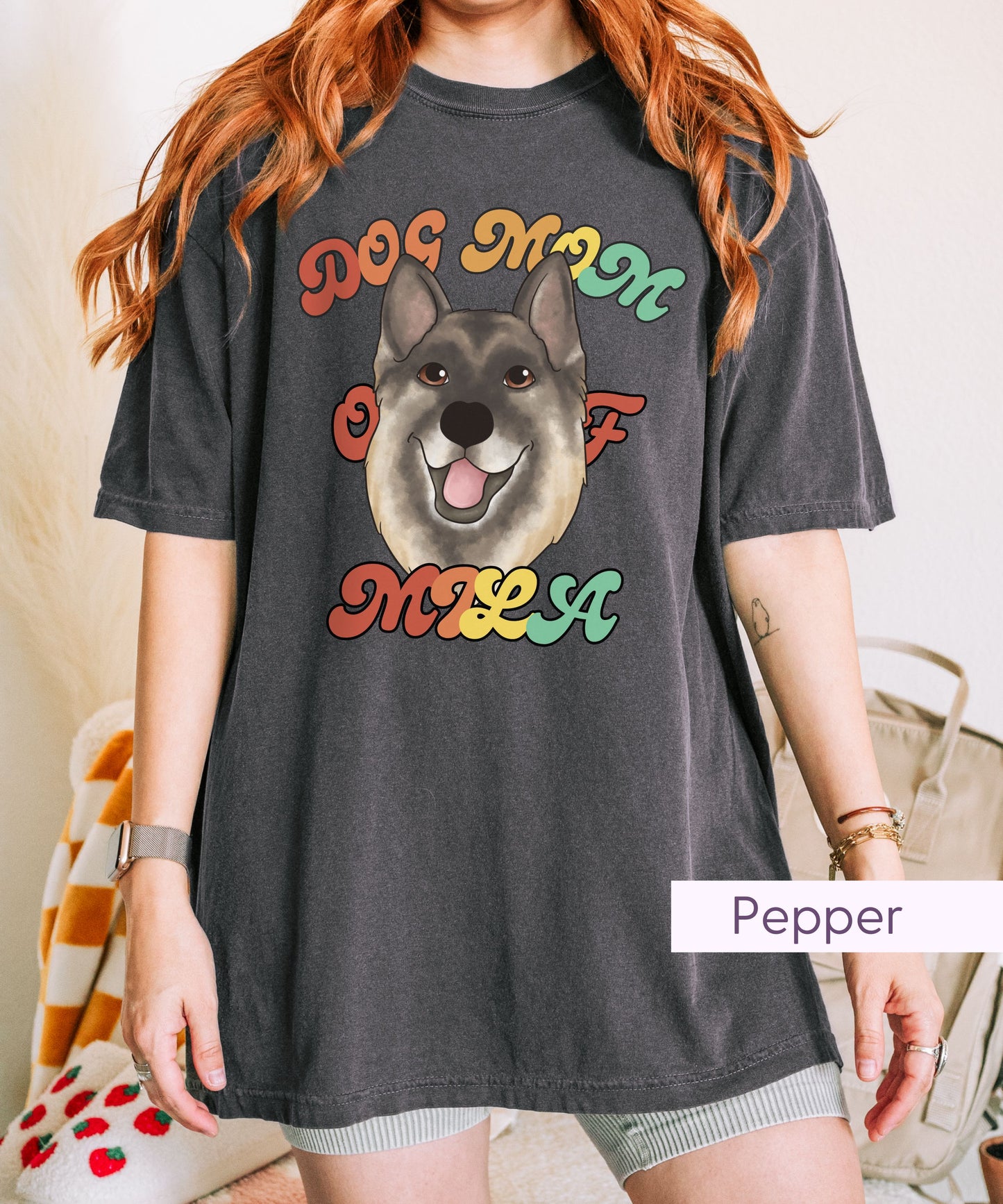 Retro Custom Dog Mom Portrait TShirt