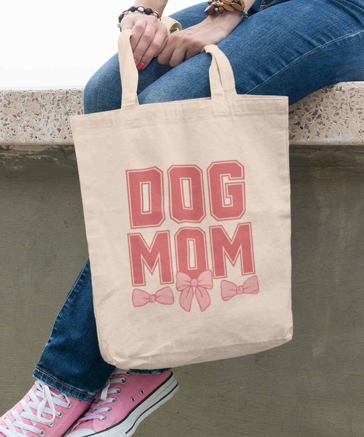 Coquette Pink Dog Mom Grocery Bag