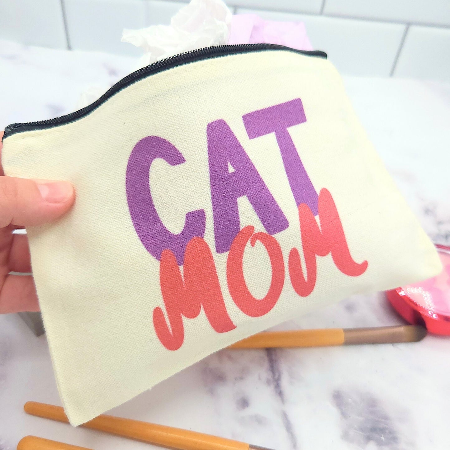 Cat Mom Purple - Makeup & Cosmetic Bag