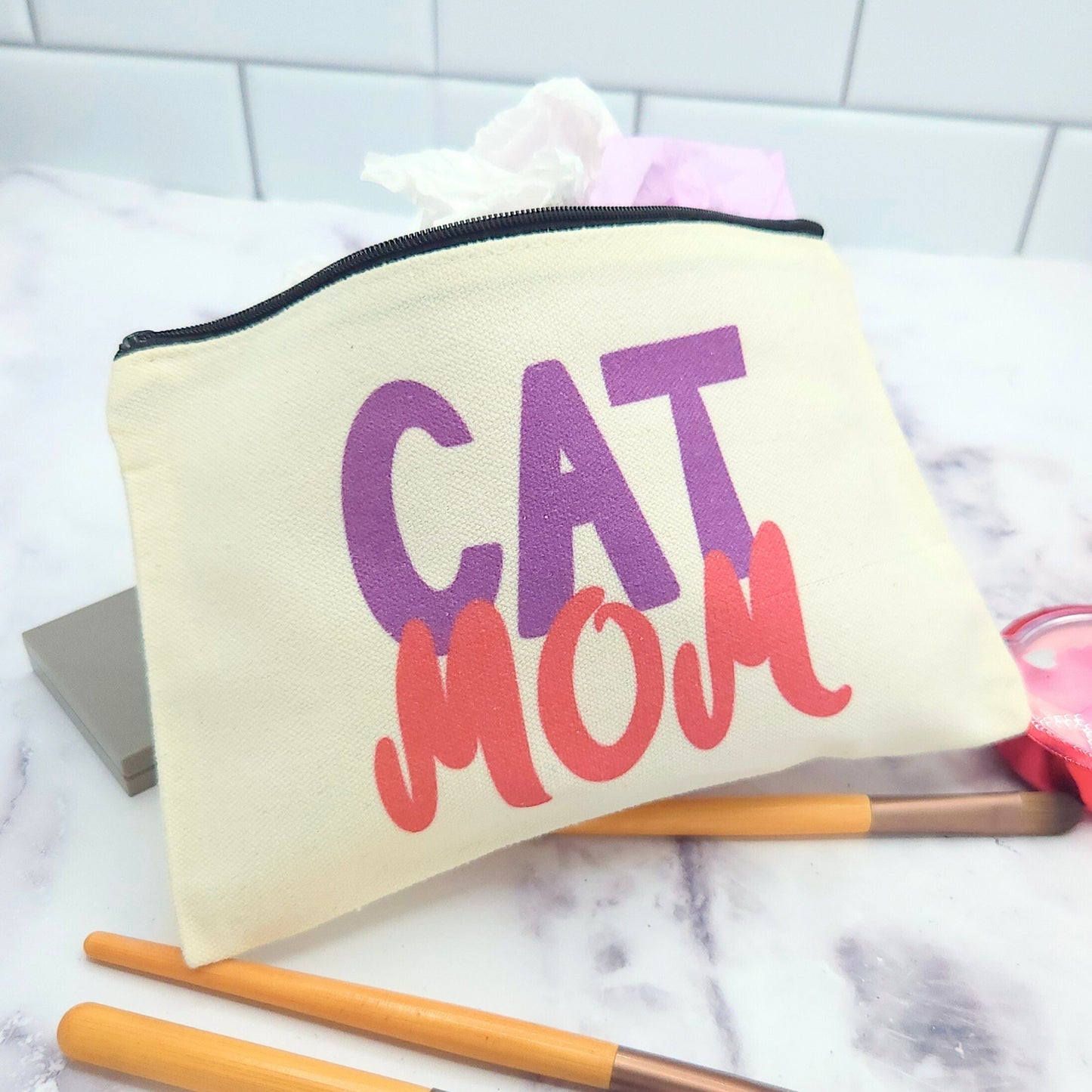 Cat Mom Purple - Makeup & Cosmetic Bag