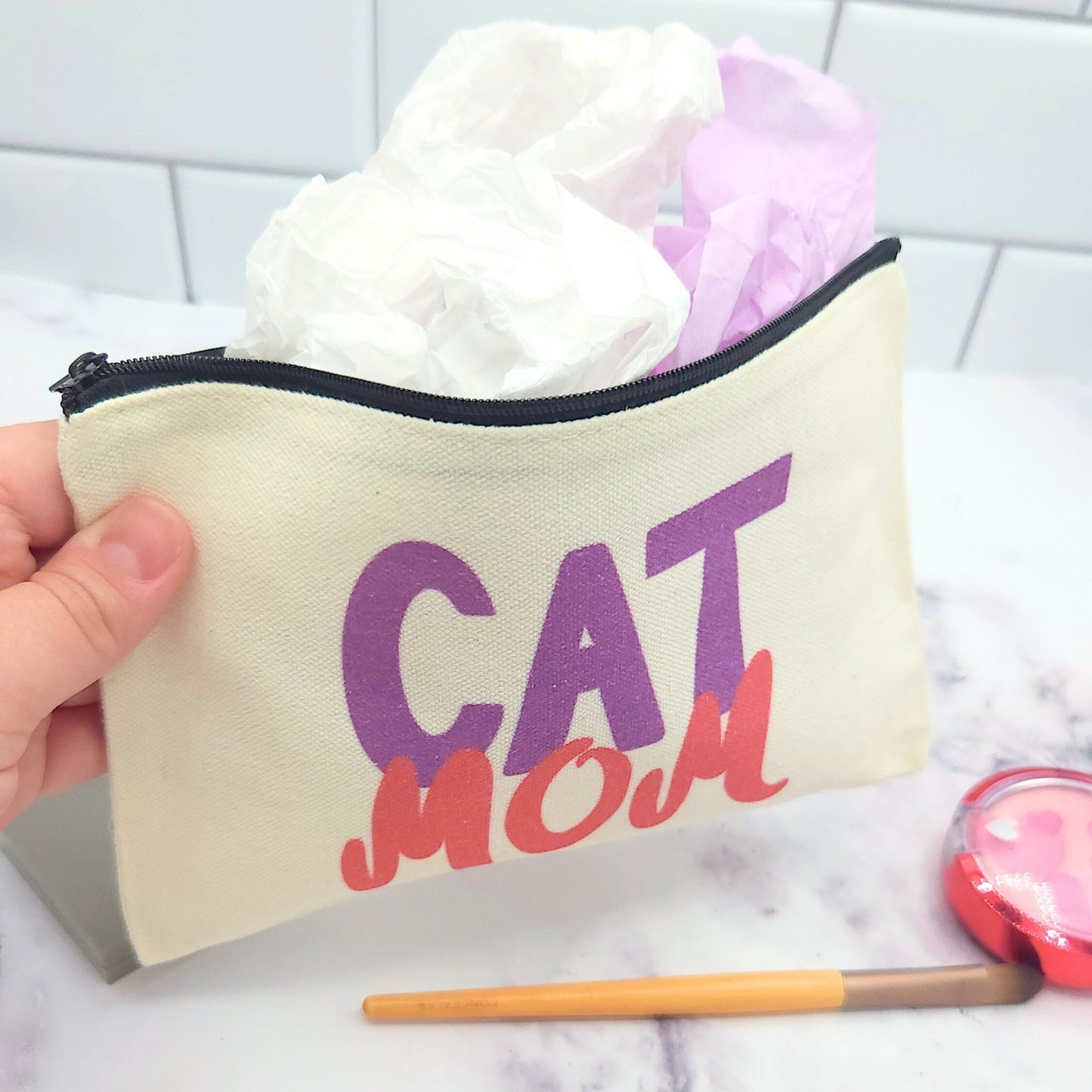 Cat Mom Purple - Makeup & Cosmetic Bag