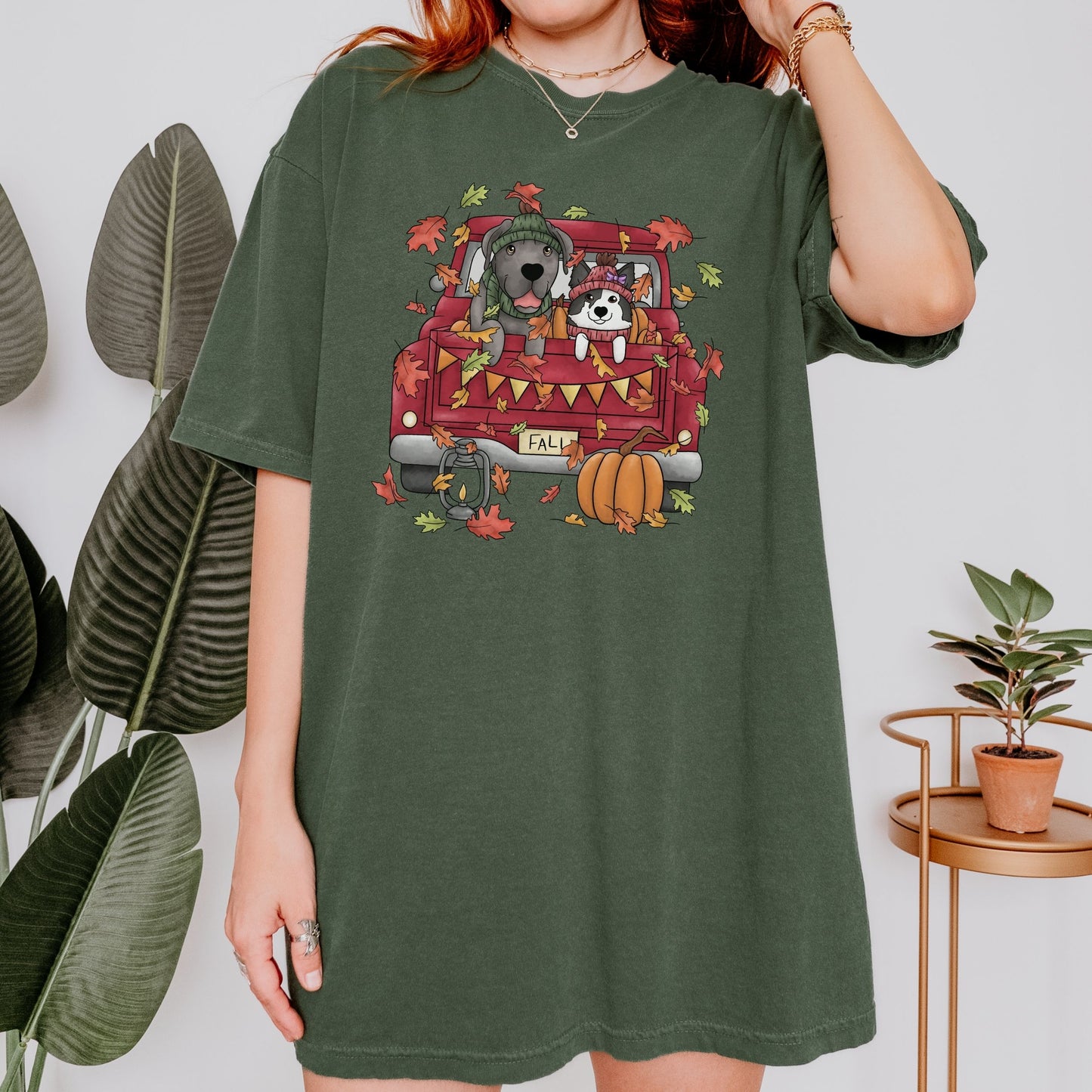 Autumn Shirt with Dogs and Farm Truck