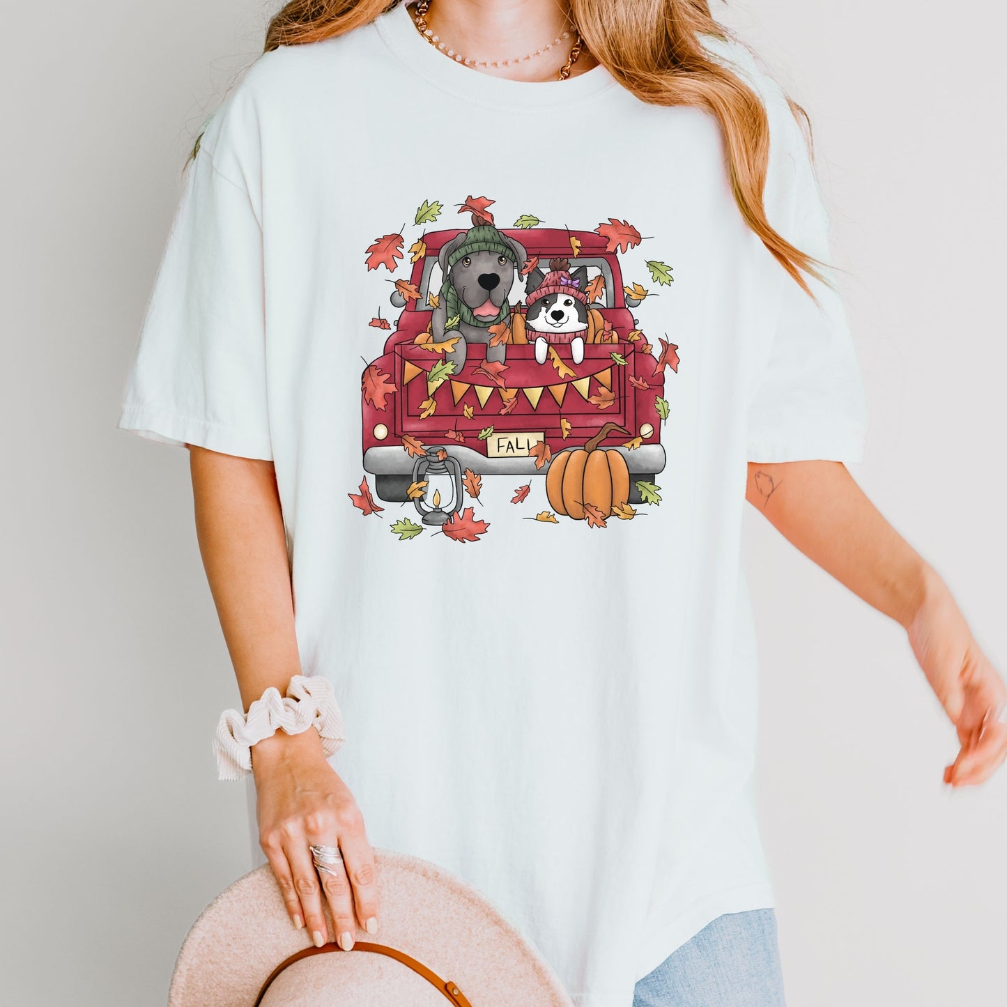 Autumn Shirt with Dogs and Farm Truck