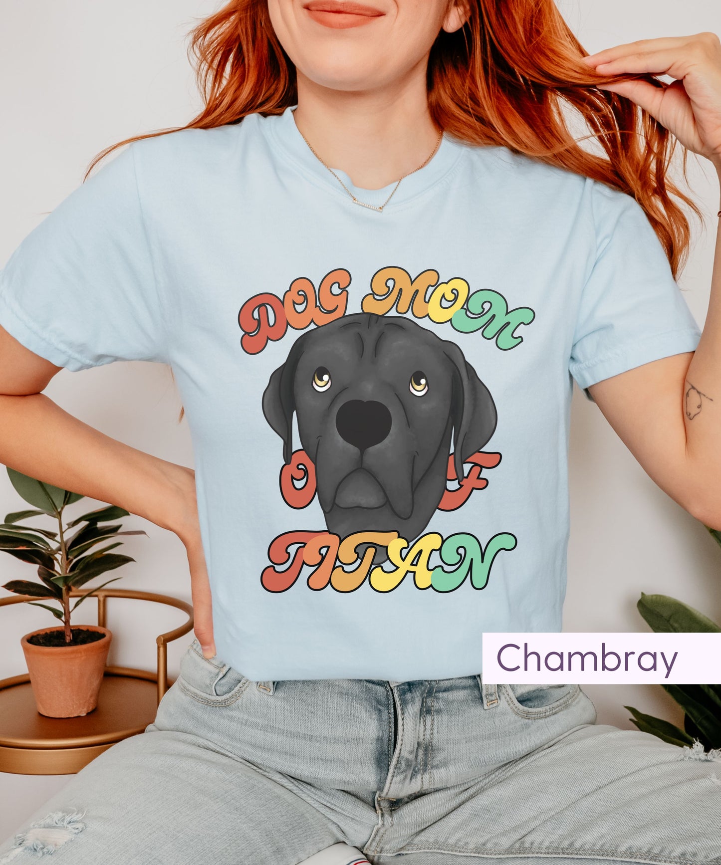 Retro Custom Dog Mom Portrait TShirt