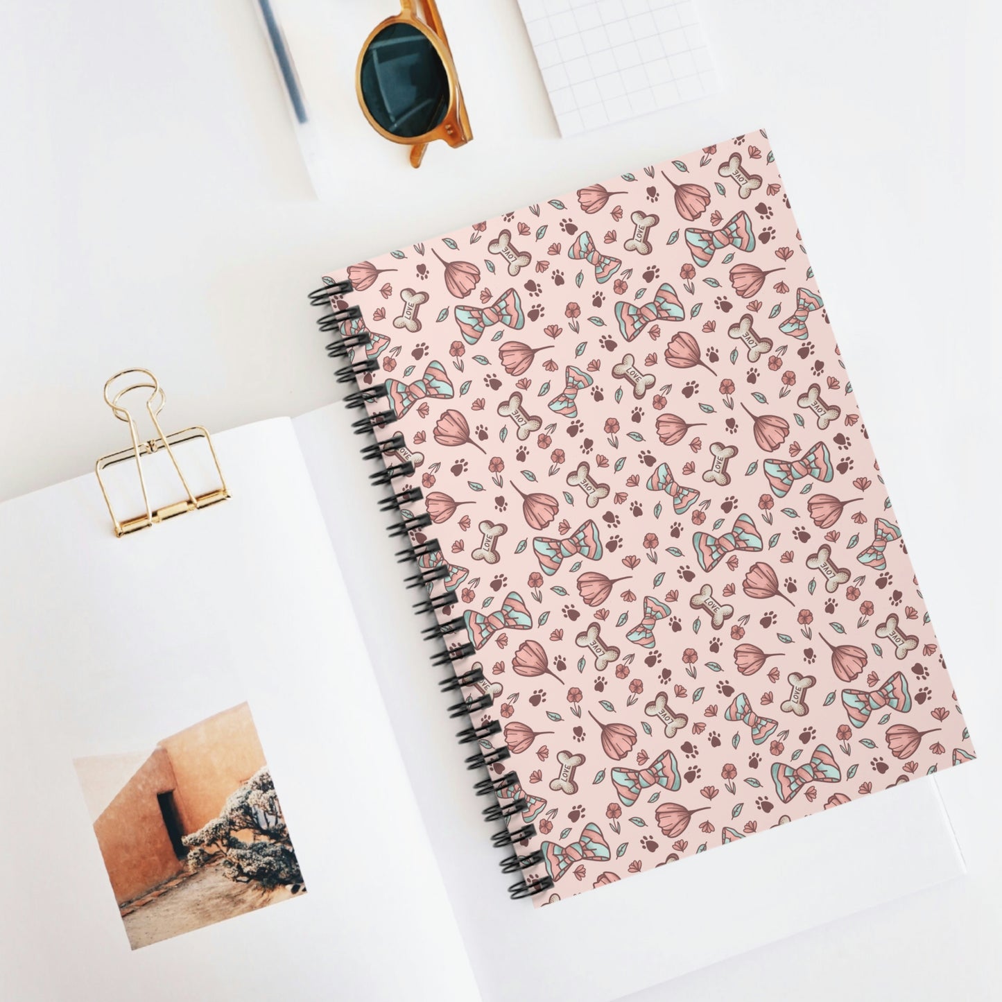 Bows & Tulip Spiral Notebook - Ruled Line