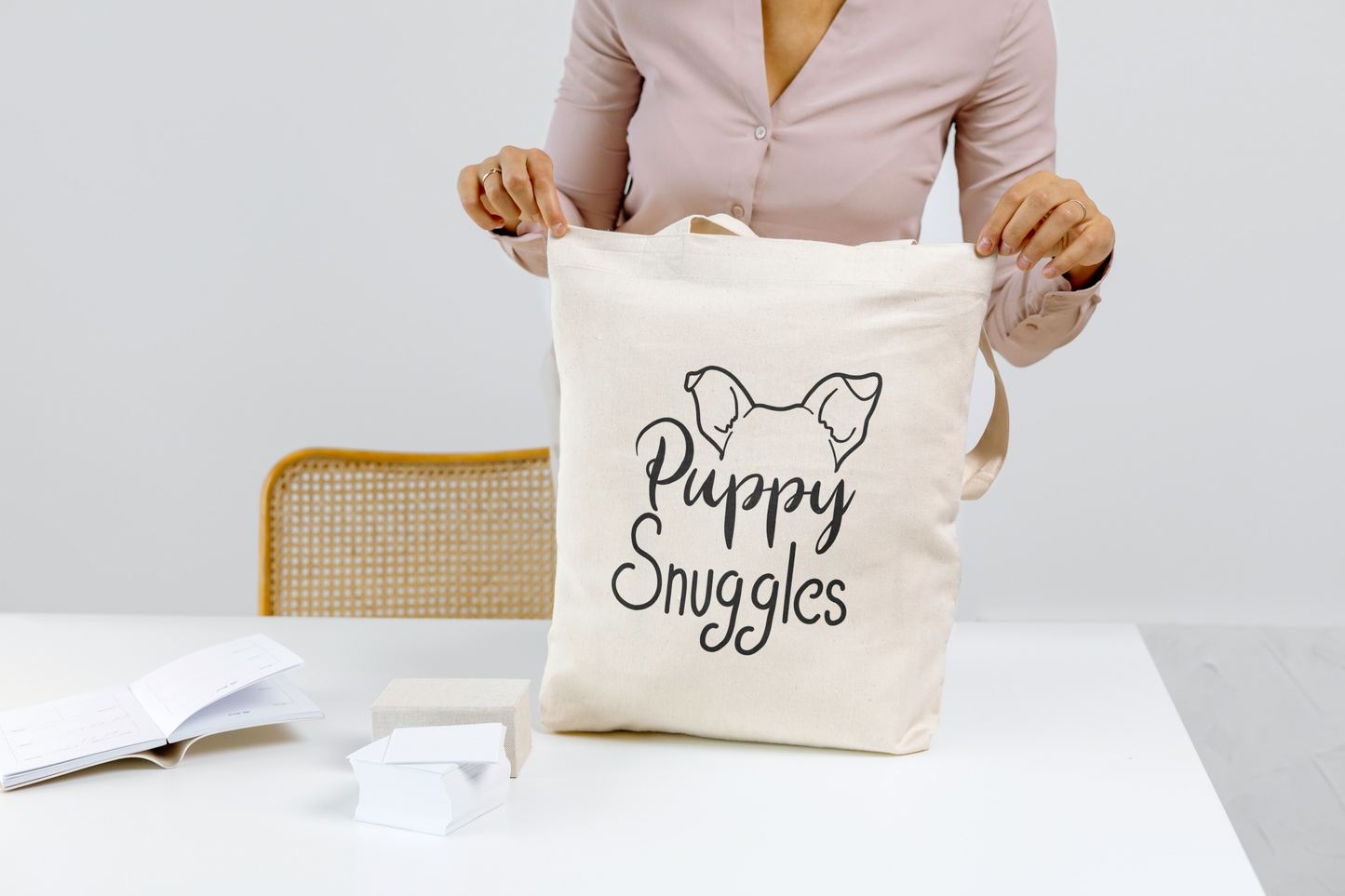 Puppy Snuggles Tote Bag